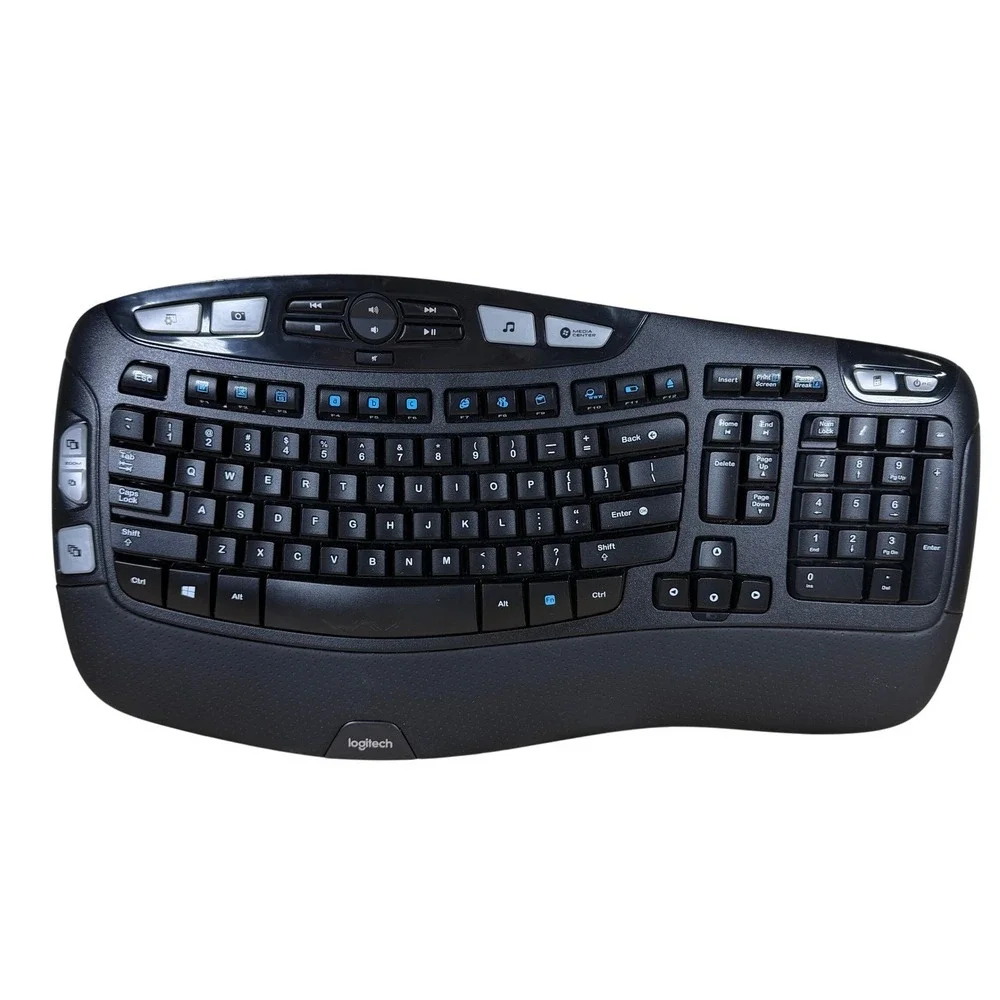 Logitech K350 Wireless Wave Keyboard Black Ergonomic K350 Y-R0053 Multimedia EUC